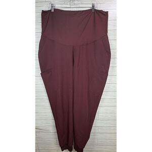 Mandala Maternity Scrub Pants Women's 2XL Wine Jogger Medical Nurse Dr